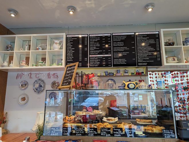The counter and cake display