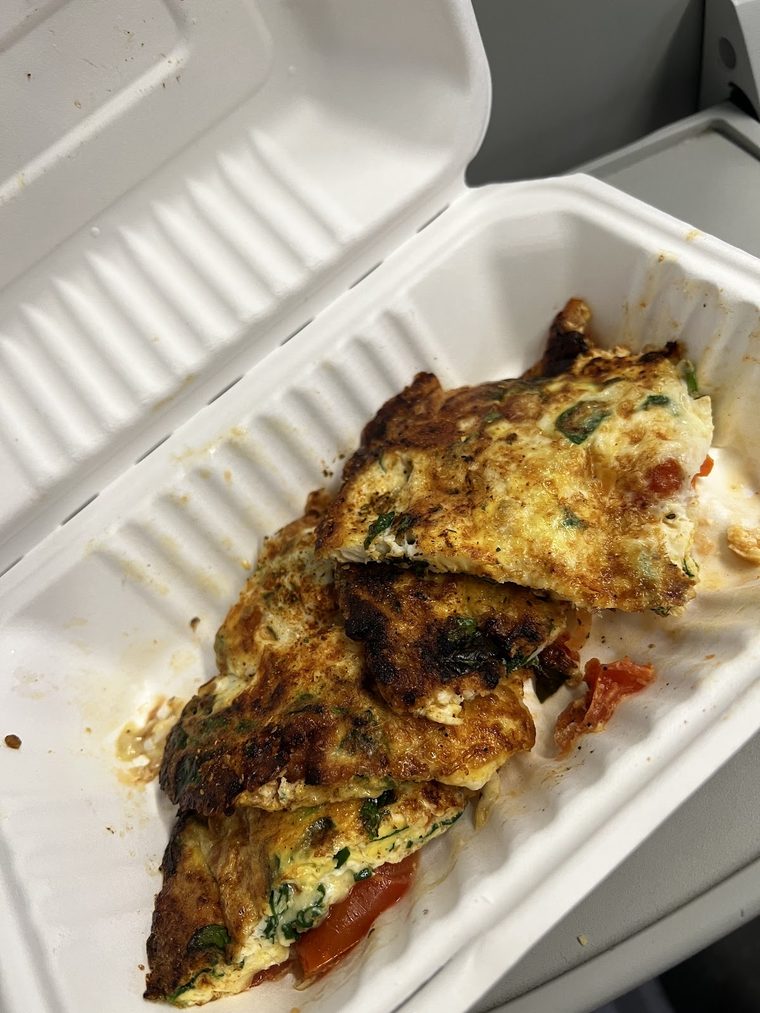 Folded omelette with peppers and herbs